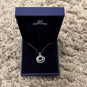 Swarovski Silver and Black Circle Pendant Necklace